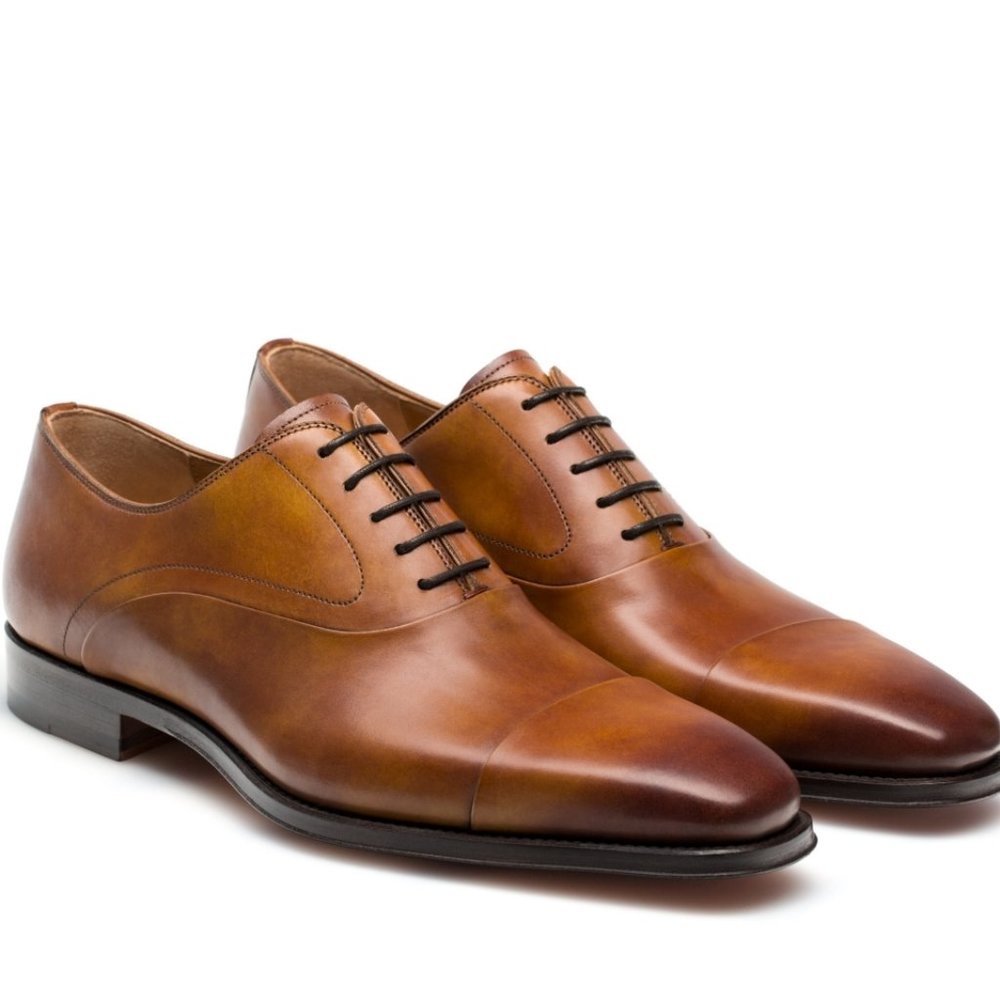 Magnanni 13 Saffron Cap Toe Cuero Leather Oxford Shoes Lace-Up Cognac 15959